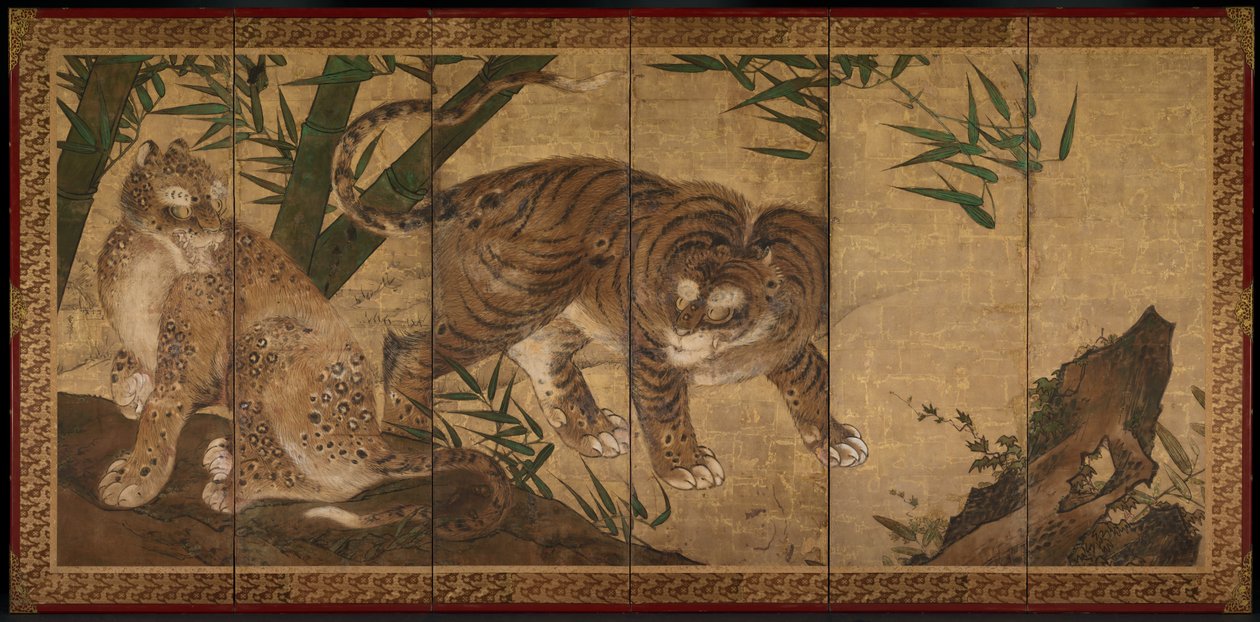 Tigris és Leopárd, 1668. alkotó: Sekkei Yamaguchi