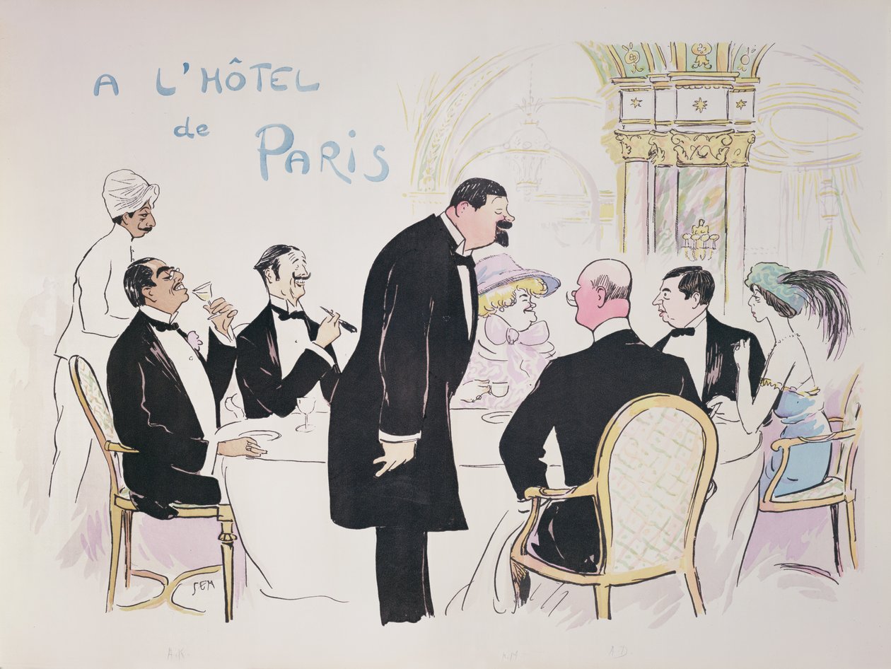 "A Hotel de Parisban" 1913 alkotó: Sem