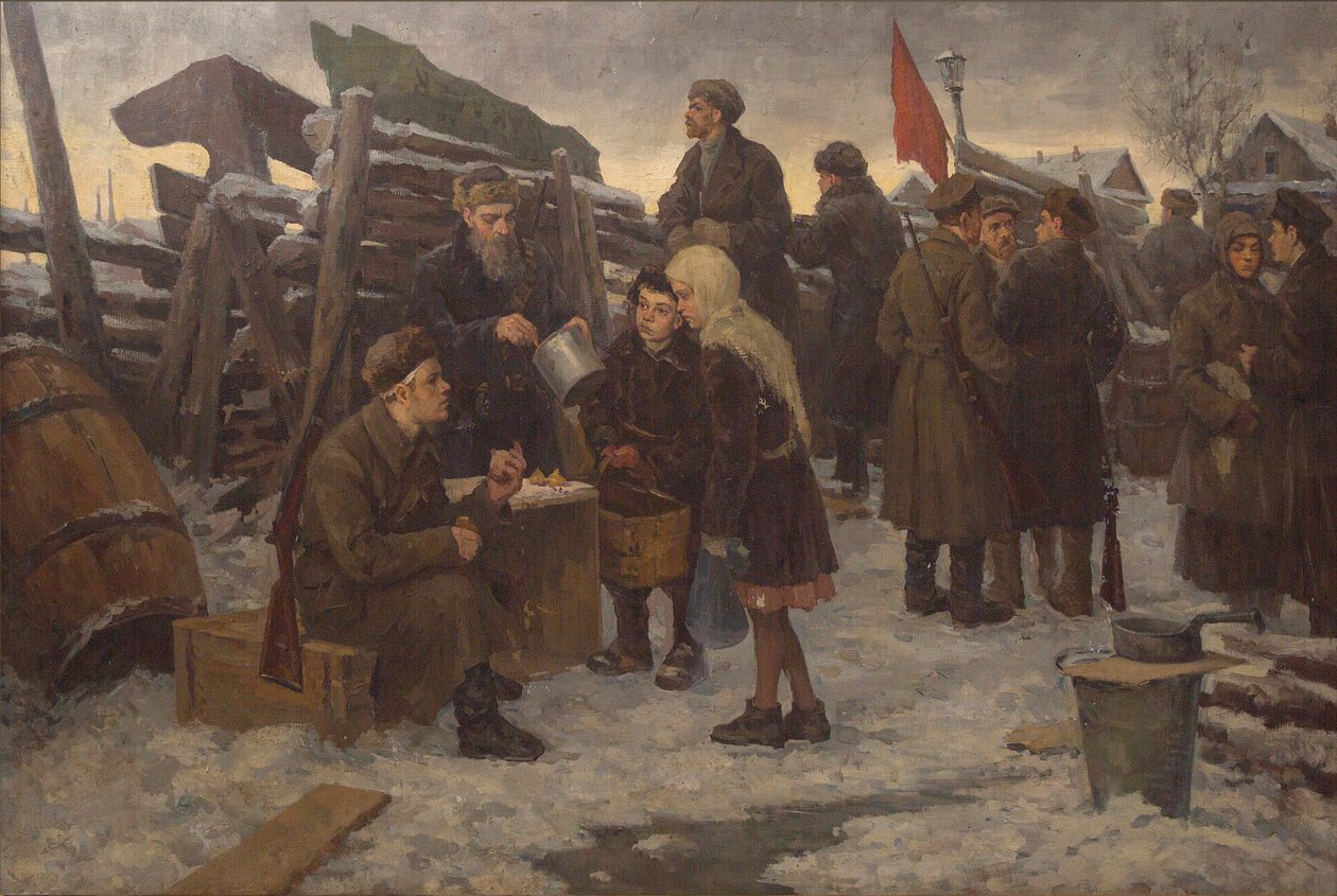 Reggel a Barikádokon. alkotó: Semyon Gavrilovich Nikiforov