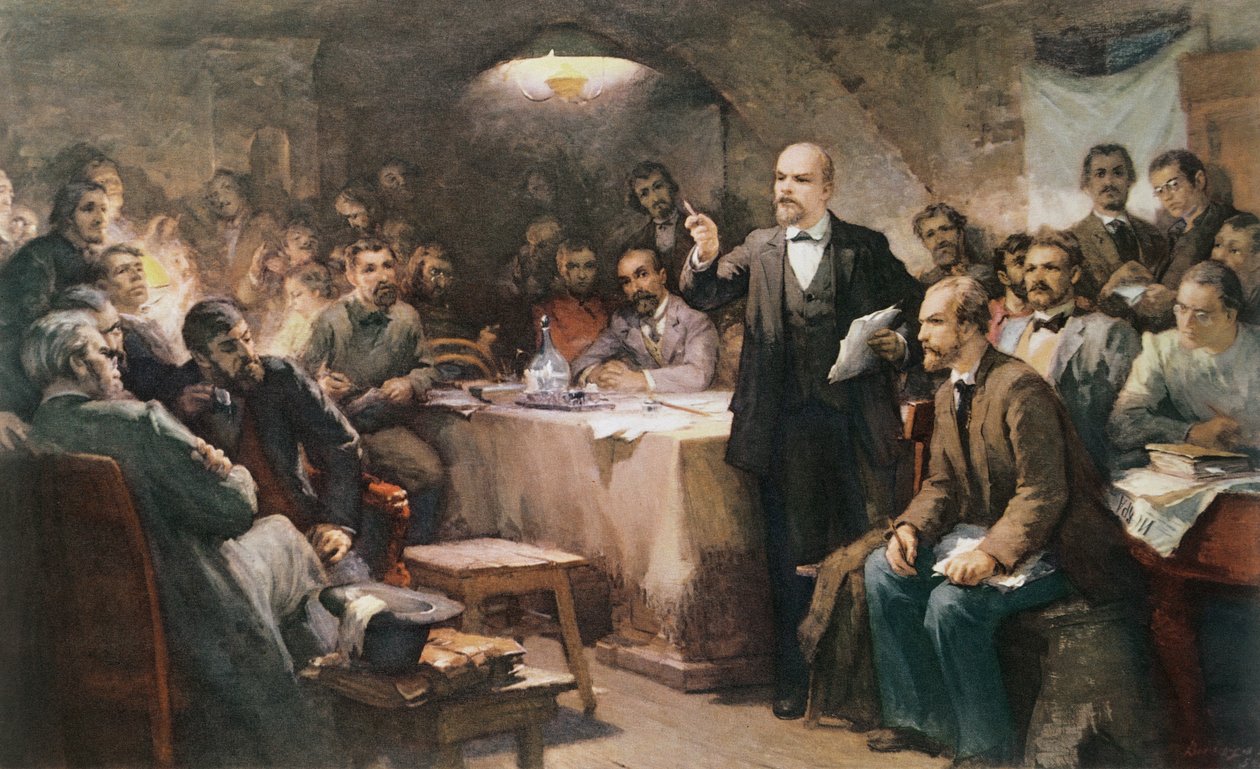 Vlagyimir Lenin (1870-1924) beavatkozása az R.S.D.R.P. 2. kongresszusán 1903-ban alkotó: Sergei Arsenevich Vinogradov