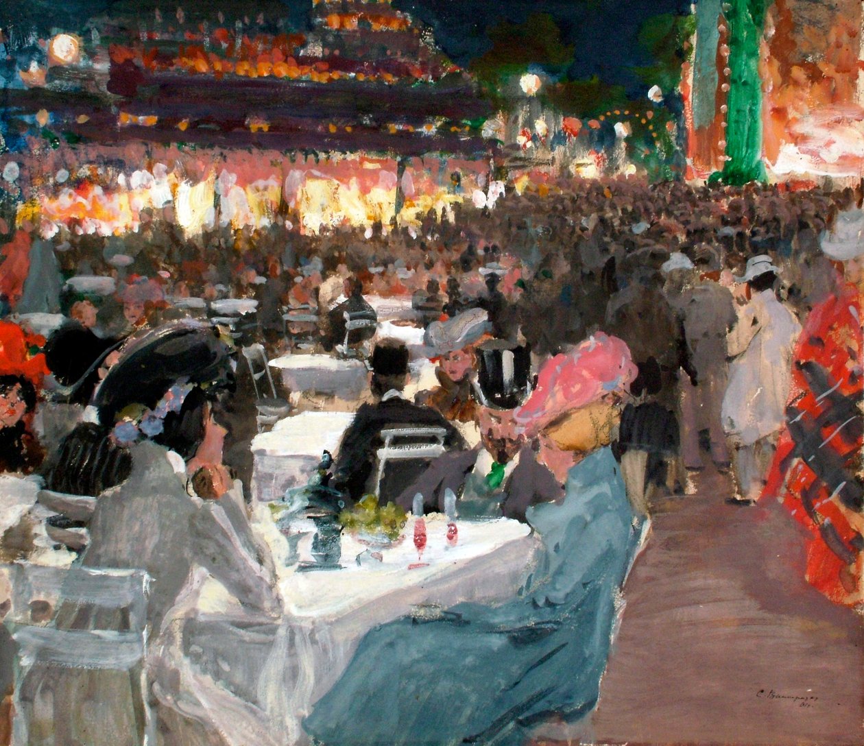 Kávézó Párizsban éjjel, 1901 alkotó: Sergei Arsenevich Vinogradov