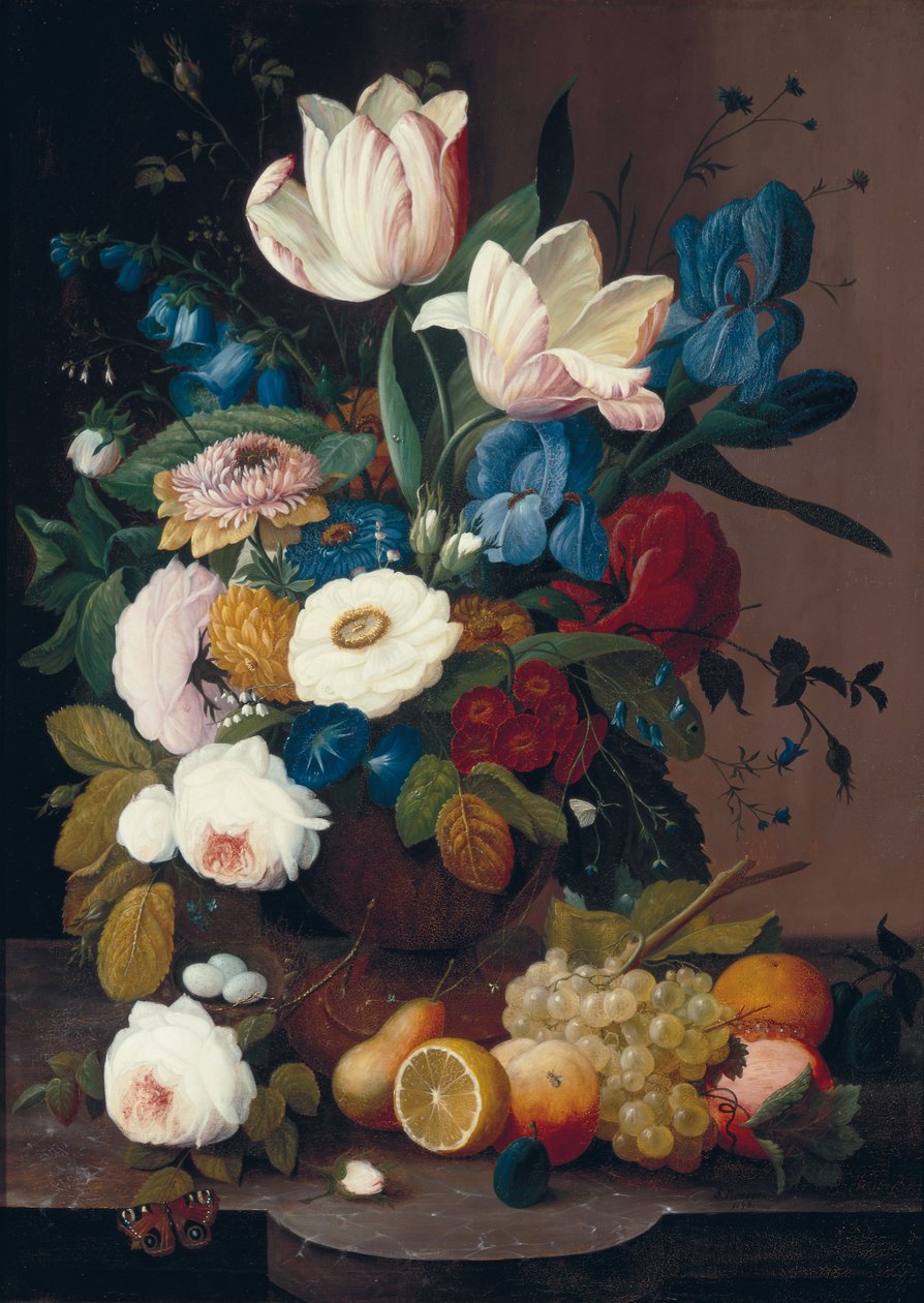 Csendélet, virágok és gyümölcsök, 1848 alkotó: Severin Roesen