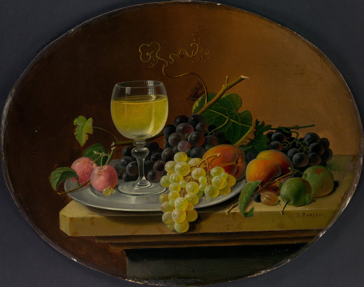 Csendélet Gyümölcs- és borospohár, 1865-70. alkotó: Severin Roesen