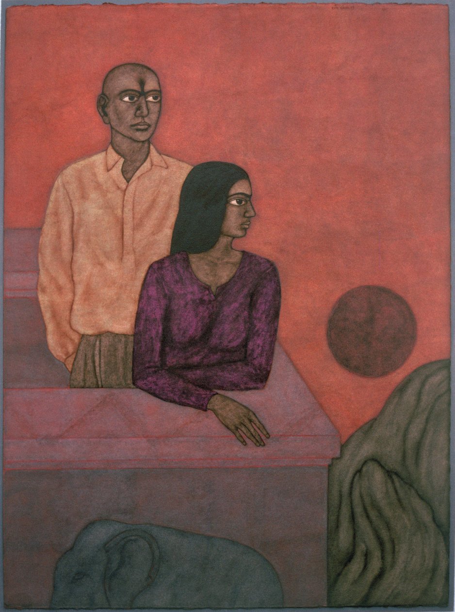 Lenyugvó nap, 1997 (wc papíron) alkotó: Shanti Panchal
