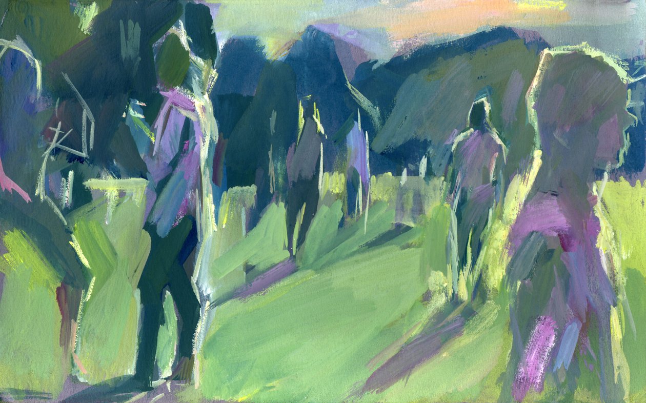 Park, este, 2024 (gouache, papír) alkotó: Shaun Carey