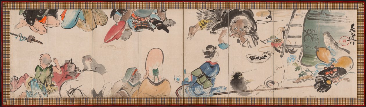 Otsu-e tárgyak összegyűjtése, 1800-as évek vége. alkotó: Shibata Zeshin