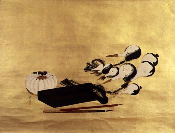 Inro, ecsetek és bábfejek, japán alkotó: Shibata Zeshin