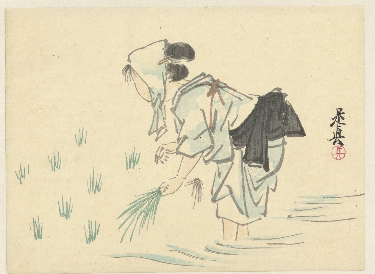 Rizsültető nő alkotó: Shibata Zeshin