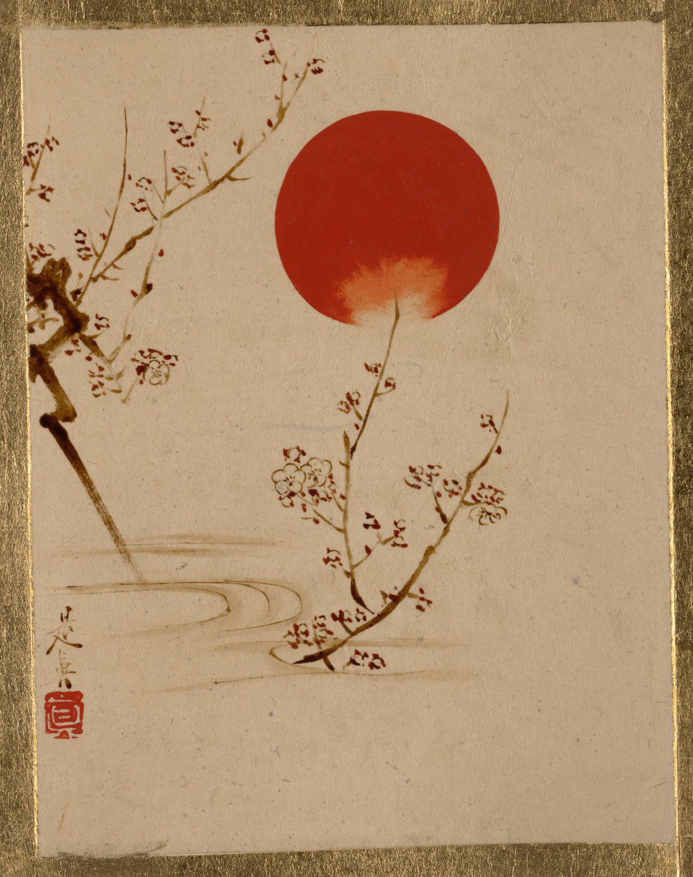 Nap és szilvaágak. alkotó: Shibata Zeshin