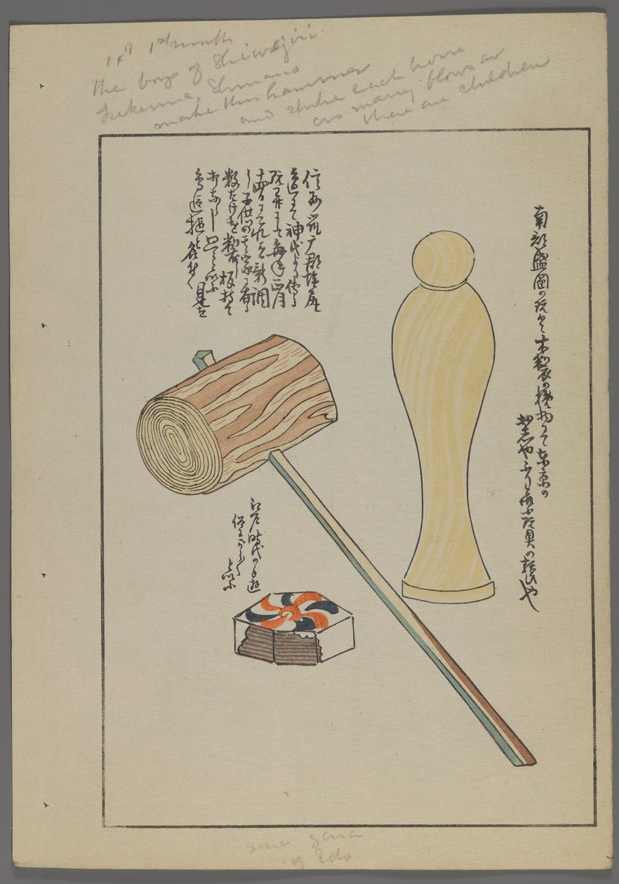 Japán játékok, az Unai no tomo (A Childs Friends) filmből, Shimizu Seifu, 1891-1923. Kalapács, blokk, figura. alkotó: Shimizu Seifu