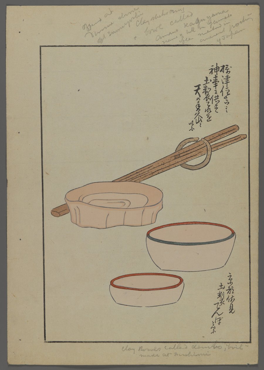 Japán játékok, az Unai no tomo (A Childs Friends) filmből, Shimizu Seifu, 1891-1923. Tálak, pálcikák. alkotó: Shimizu Seifu