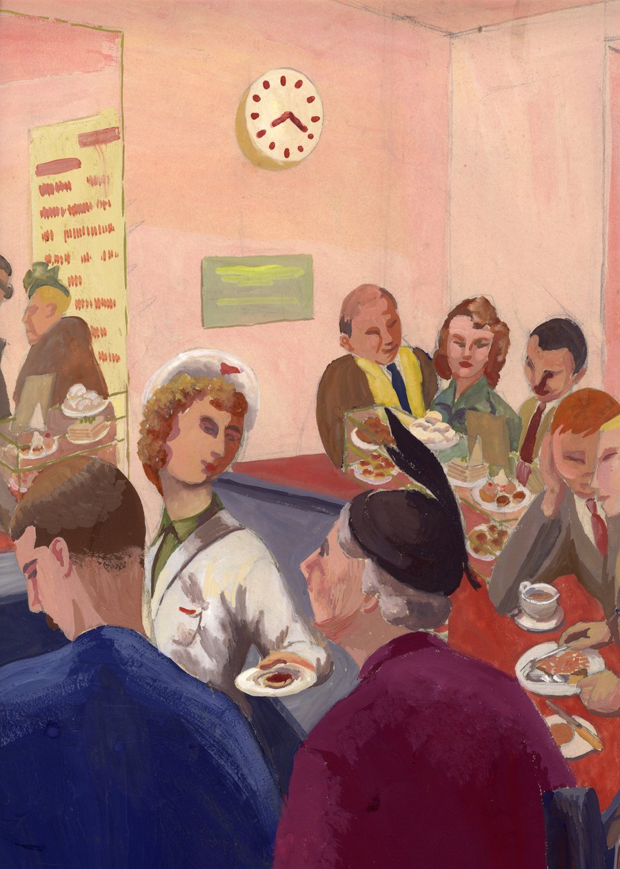 Kávézó belseje, London, 1950. alkotó: Shirley Markham