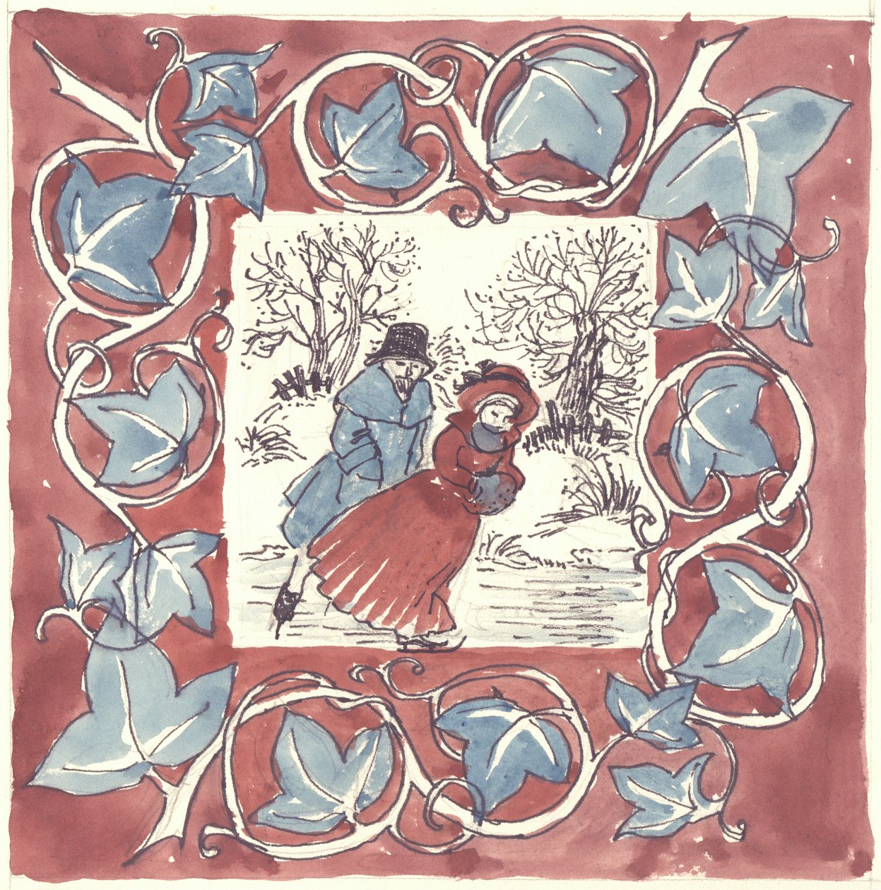 Karácsonyi korcsolyázók, 1970. alkotó: Shirley Markham