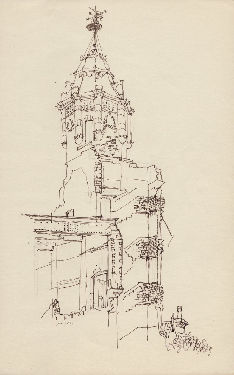 Romos épület tornya, 1950. alkotó: Shirley Markham