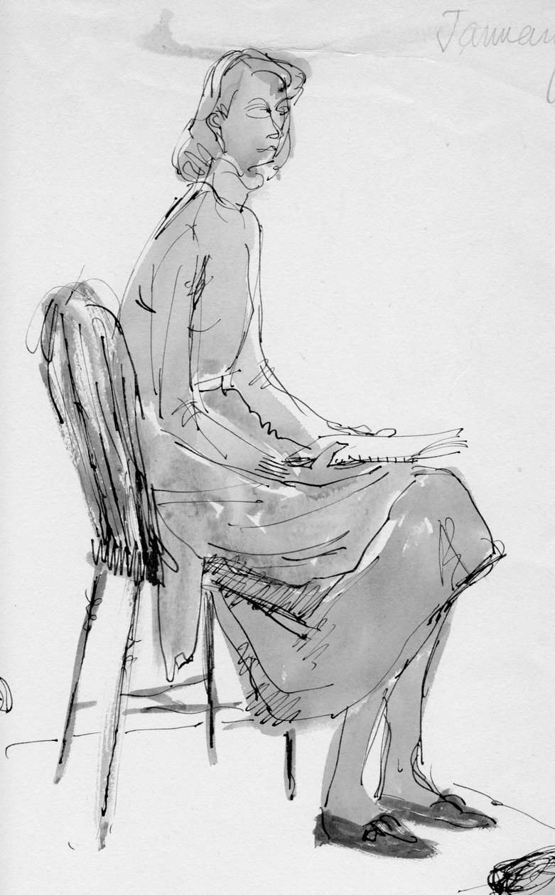Nő ül egy széken, 1950. alkotó: Shirley Markham