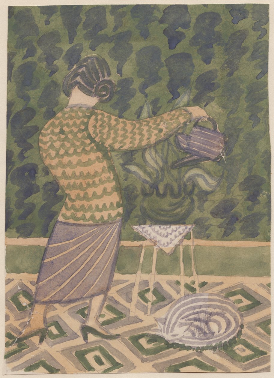Növényöntöző nő, 1951. alkotó: Shirley Markham