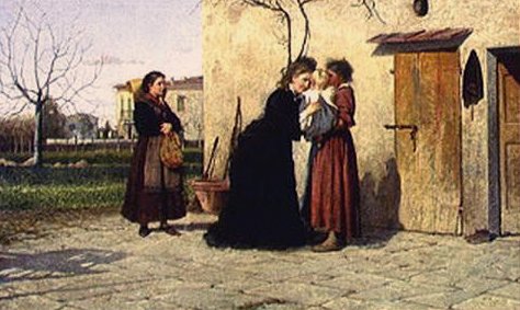 Látogatás a kislánynál (olaj, vászon) alkotó: Silvestro Lega