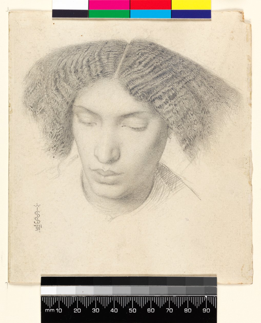 Fanny C.h.n asszony portréja, 1859 (grafit papíron) alkotó: Simeon Solomon