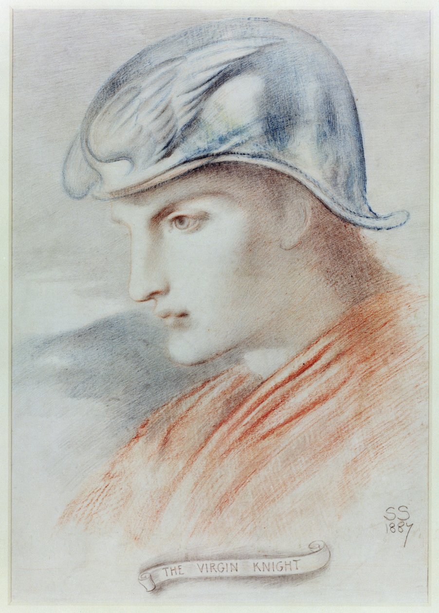 A szűz lovag, 1887 (színes kréták papíron) alkotó: Simeon Solomon