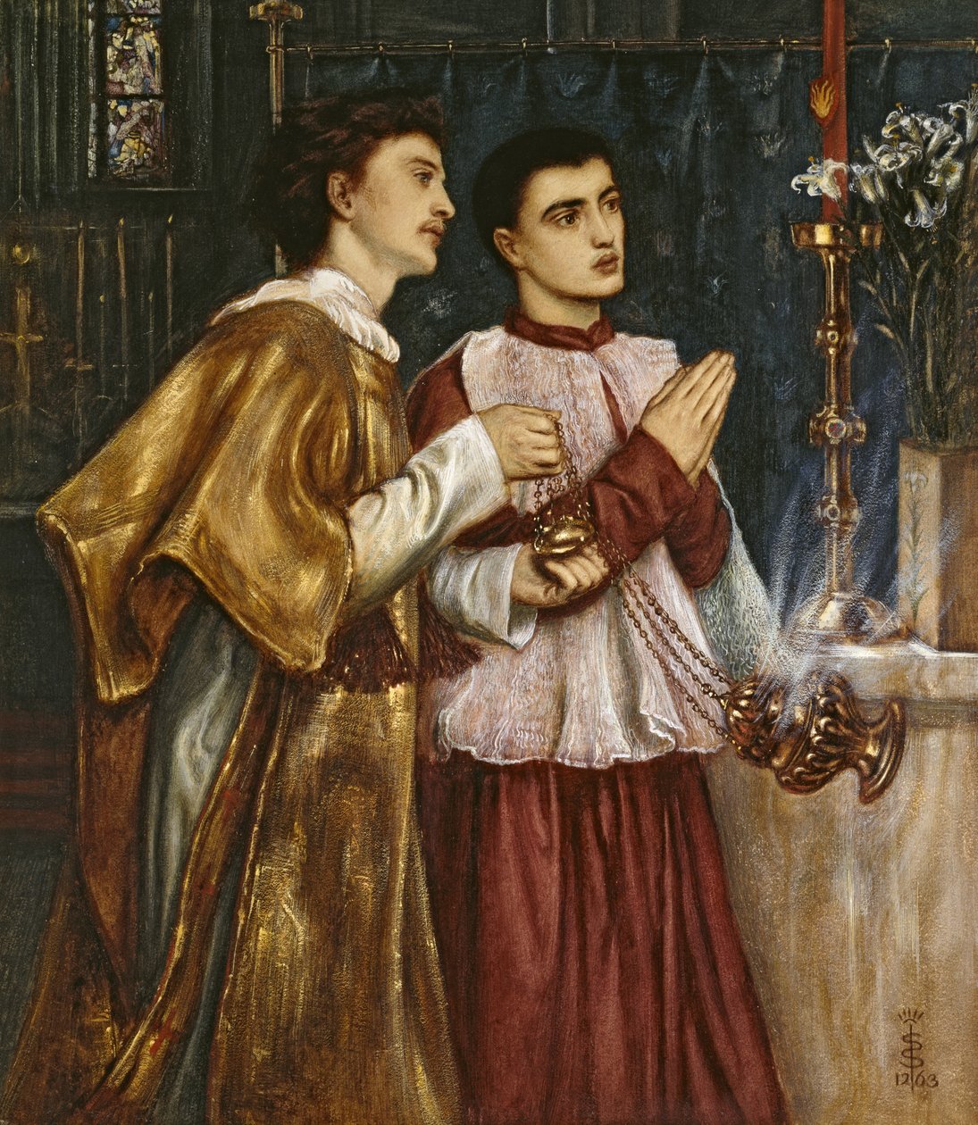 Két akolitus cenzúra: Pünkösd (testfesték papíron, vászonra erősítve) alkotó: Simeon Solomon