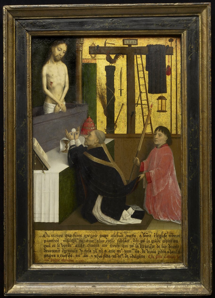 Szent Gergely mise, 1460-1465 körül (olaj és aranylevél fatáblán) alkotó: Simon Marmion