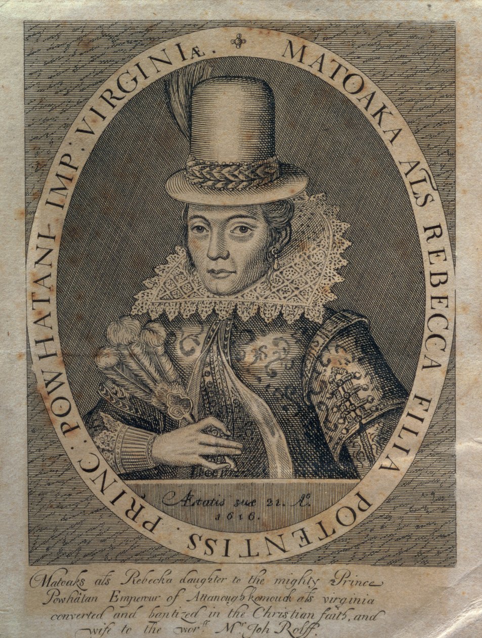 Pocahontas (1595-1617) 1616 alkotó: Simon de Passe