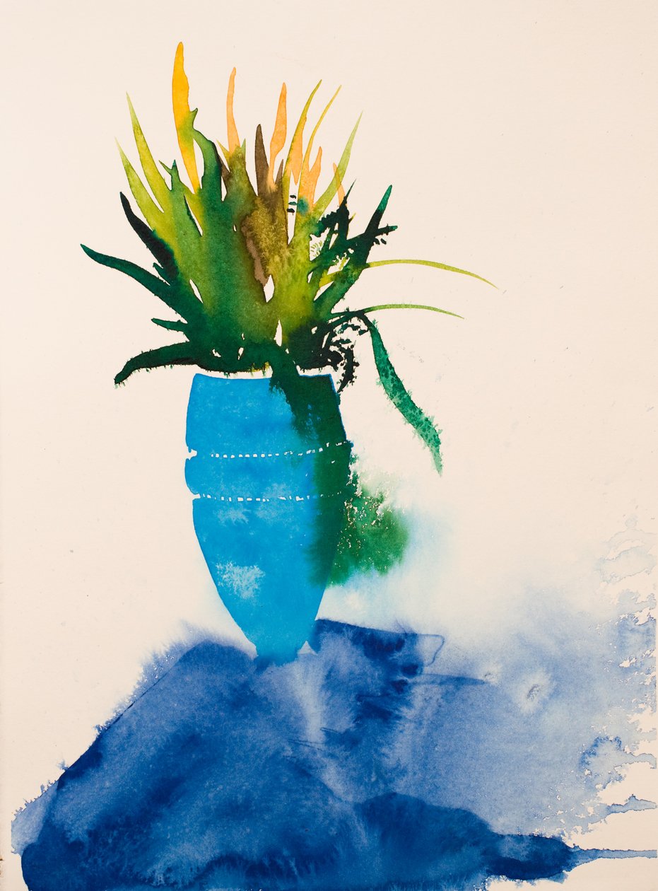 Kék váza, 2016 (akvarell) alkotó: Simon Fletcher