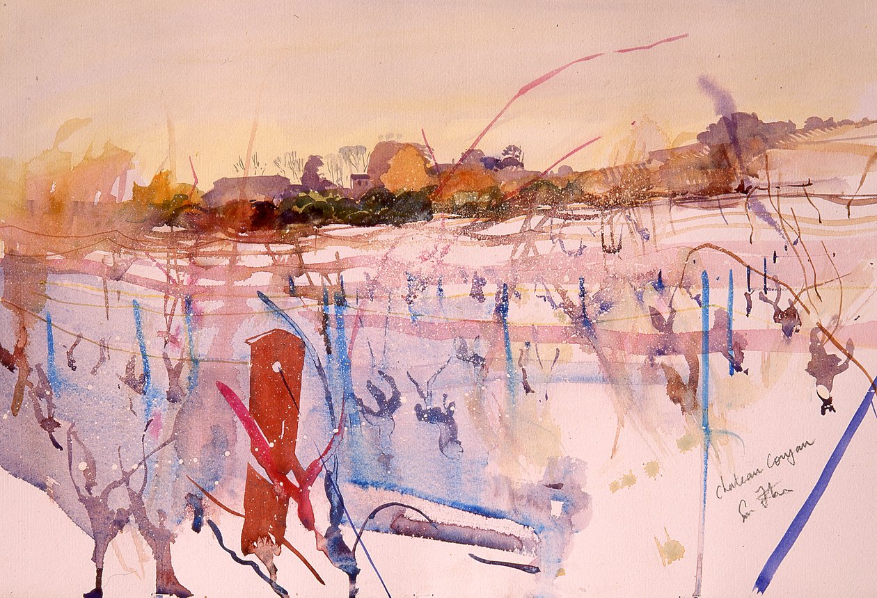 Chateau Coujan, hiver, 2004 (akvarell) alkotó: Simon Fletcher