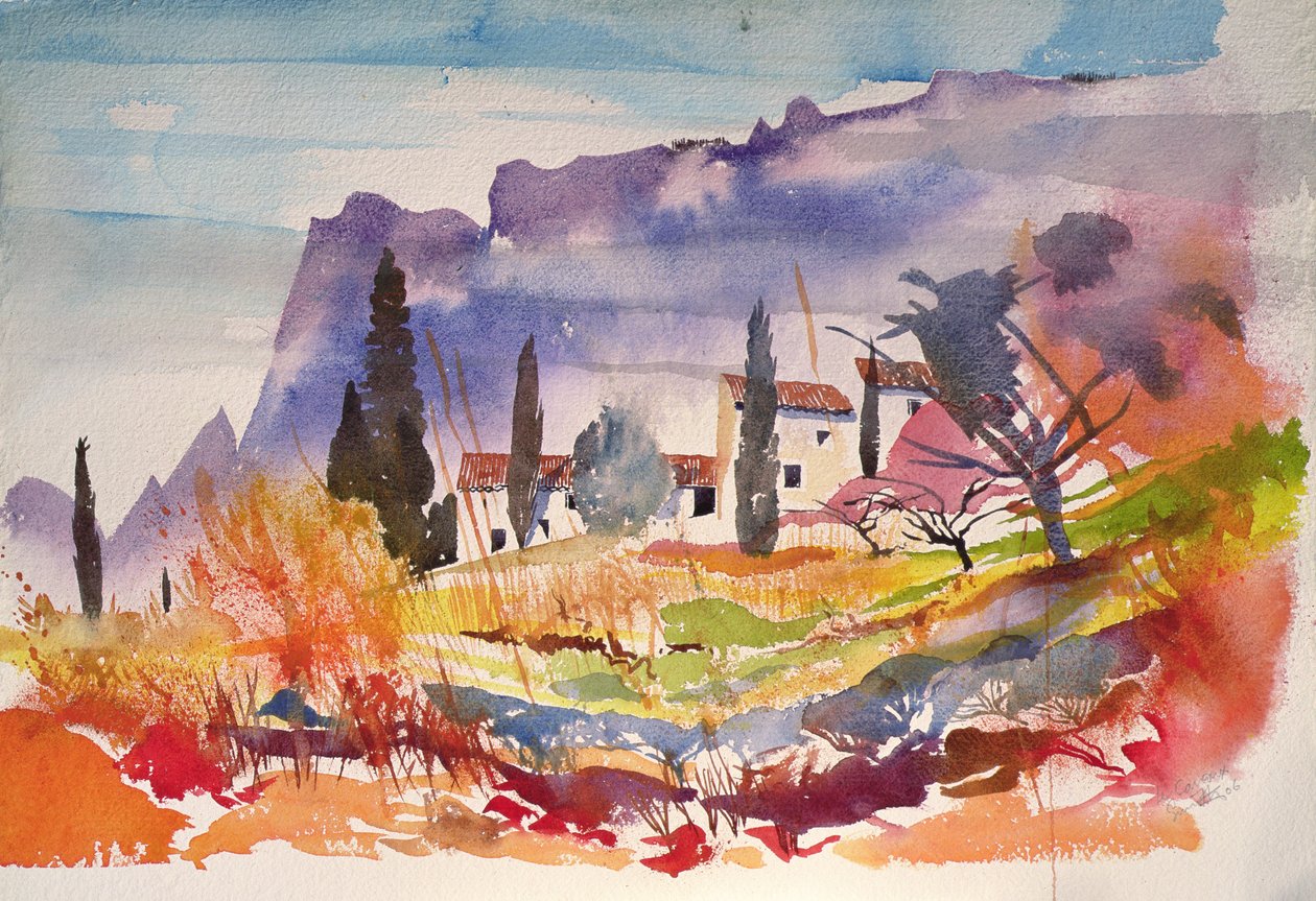 Le Caroux, Franciaország (akvarell) alkotó: Simon Fletcher