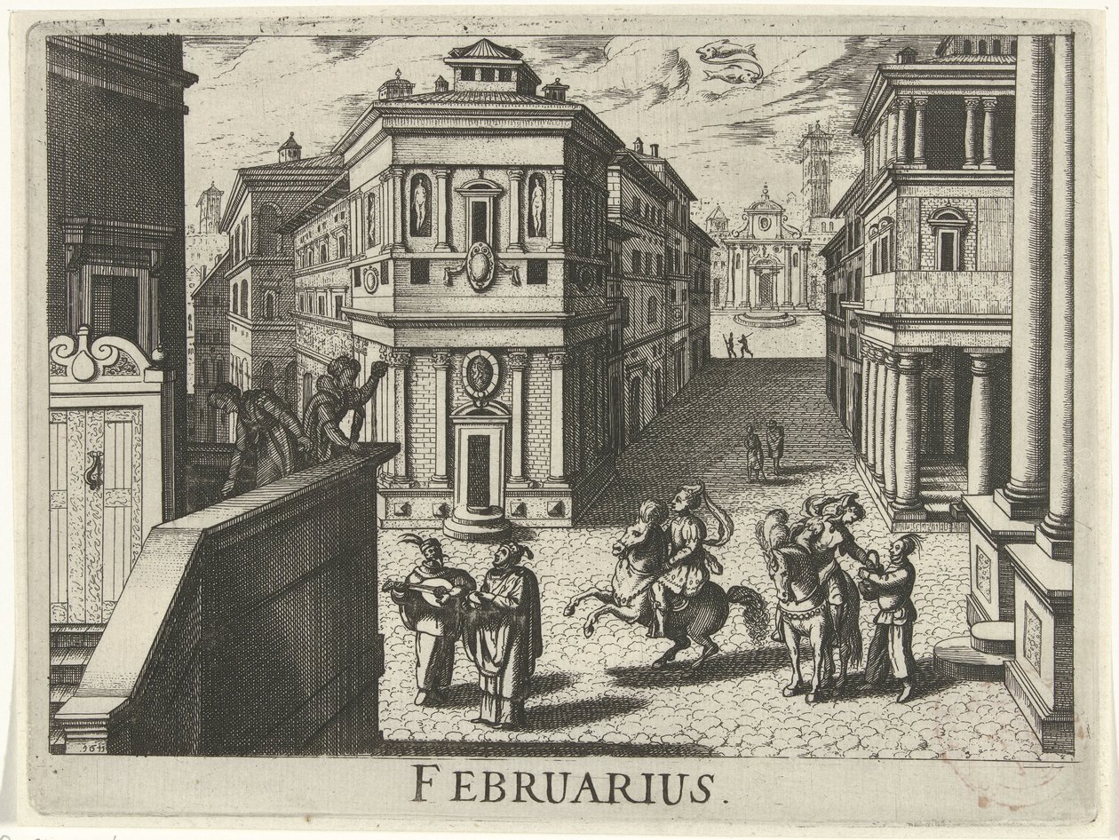február február (cím az objektumon) Tizenkét hónap (sorozat címe) alkotó: Simon Frisius