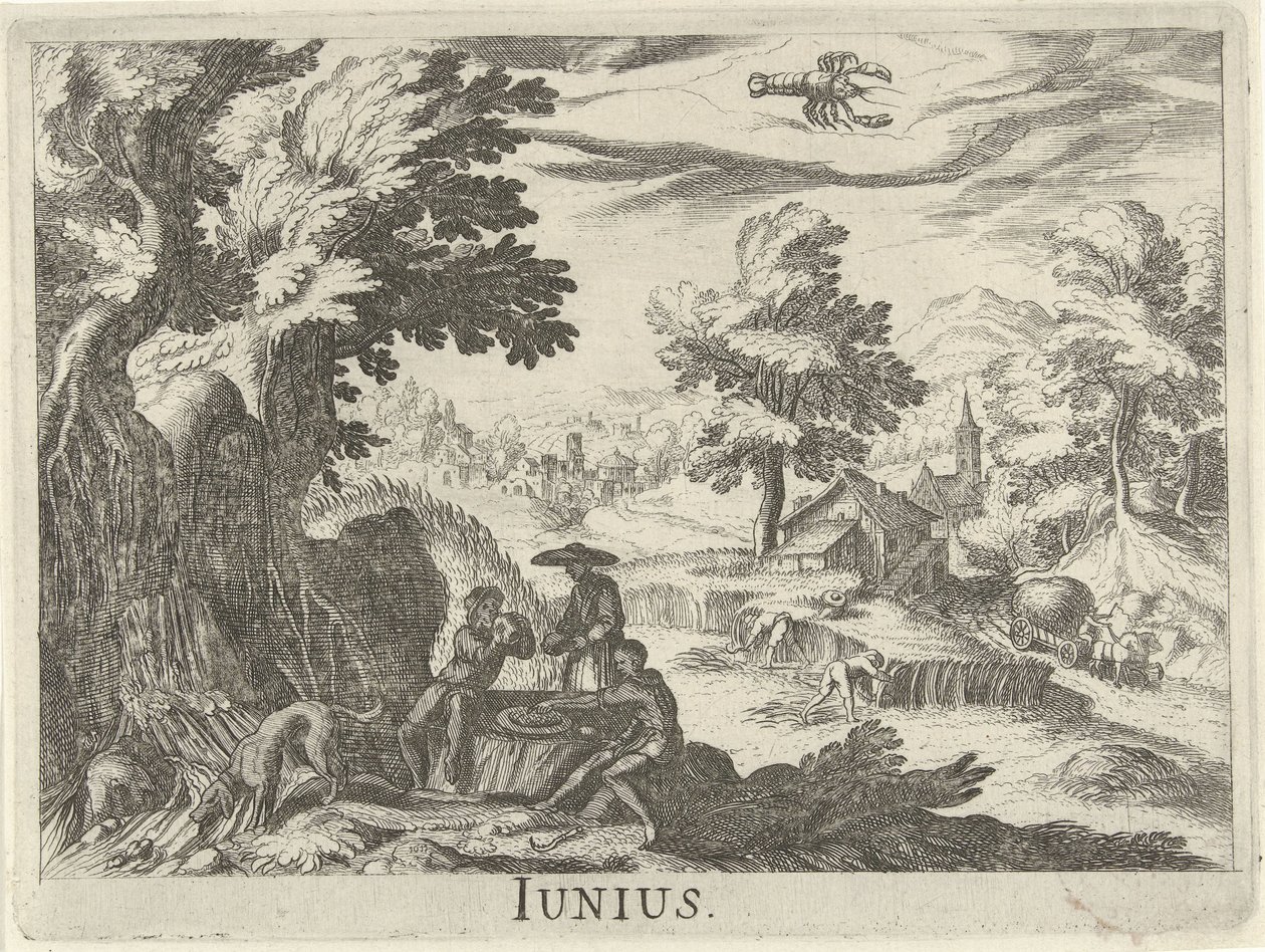 június Junius (cím a tárgyon) Tizenkét hónap (sorozat címe) alkotó: Simon Frisius