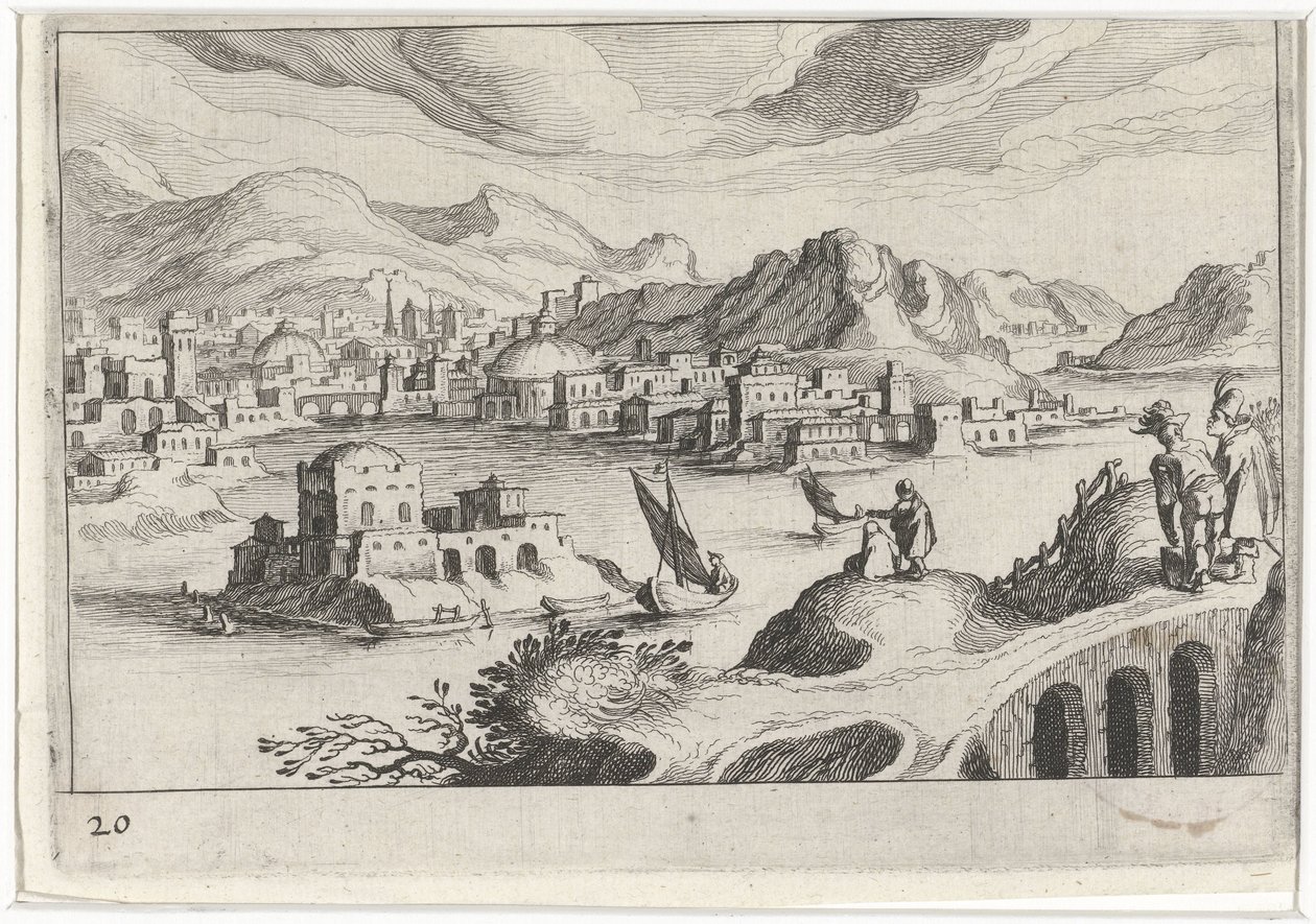 Városkép a folyó völgyében Dél-európai tájak (sorozat címe) Topographia variarum regionum (sorozat címe) alkotó: Simon Frisius
