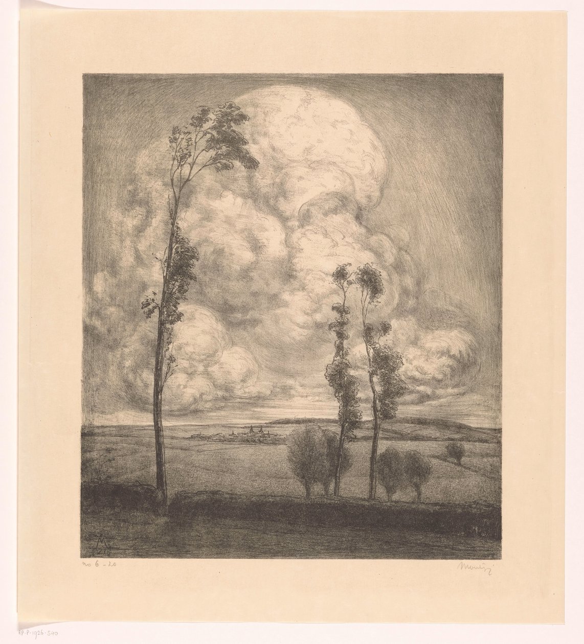 Felhők gördülő táj felett alkotó: Simon Moulijn (signed by artist)