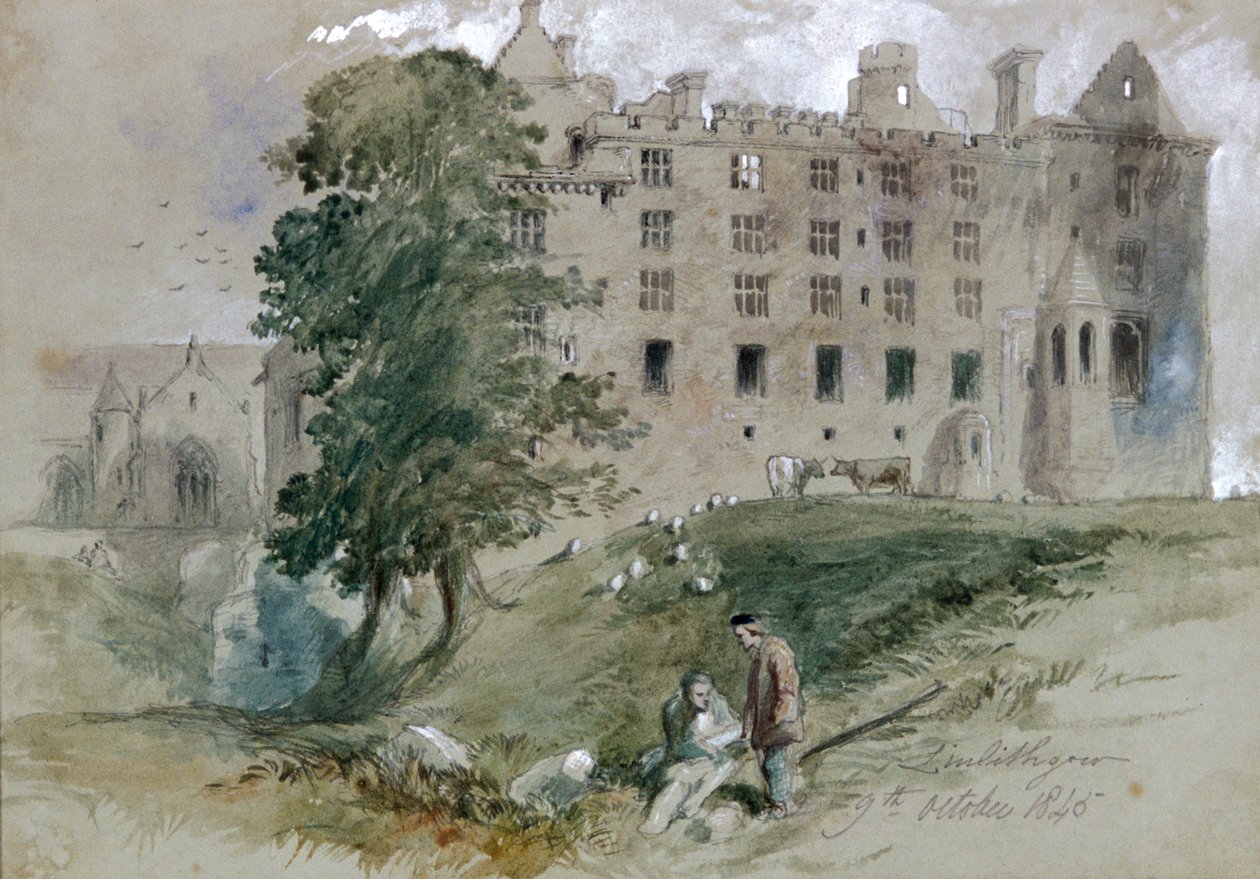 Linlithgow kastély, West Lothian, Skócia, 1845 alkotó: Sir John Gilbert