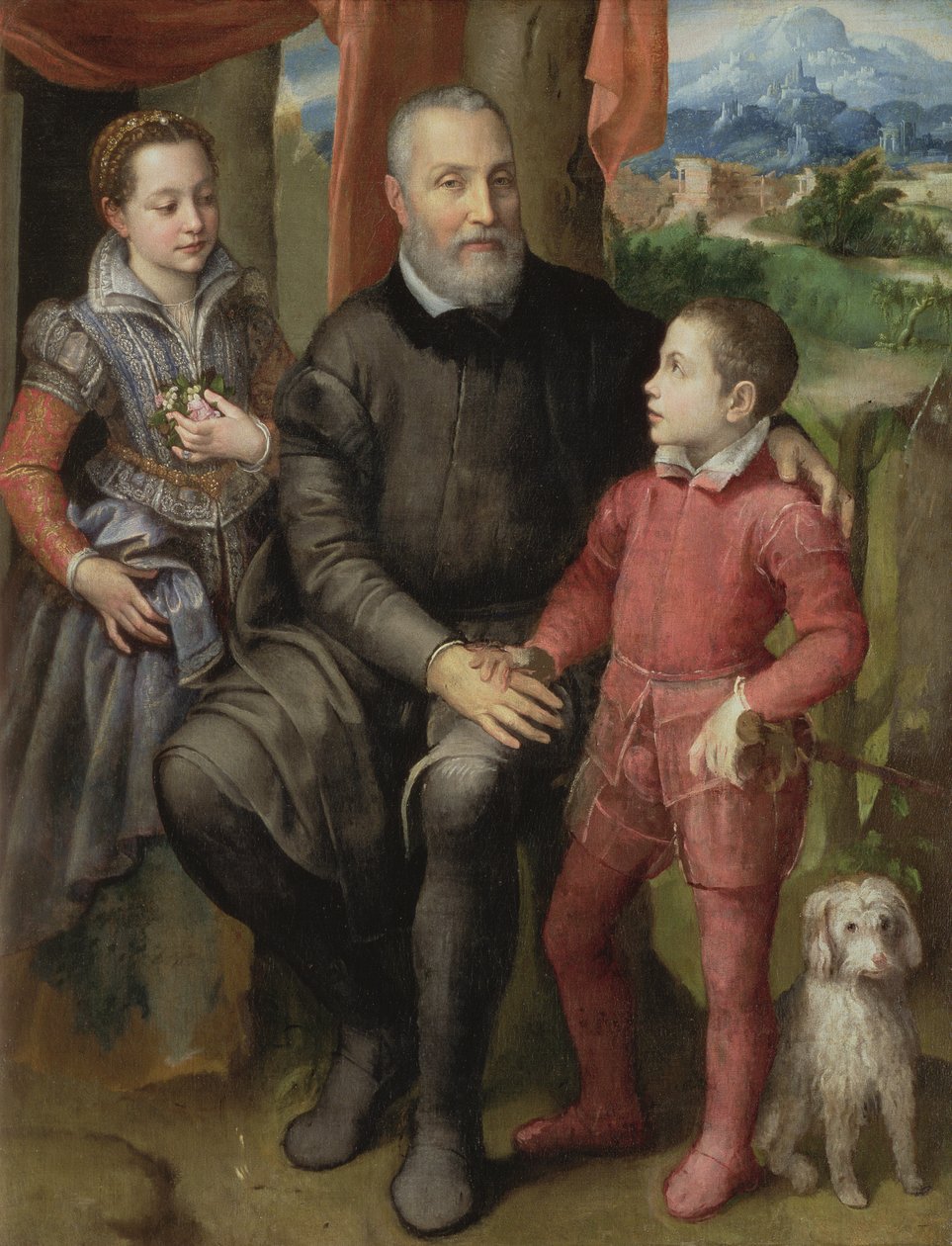 A művész családjának portréja, Minerva (nővér), Amilcare (apa) és Asdrubale (testvér), 1559. alkotó: Sofonisba Anguissola