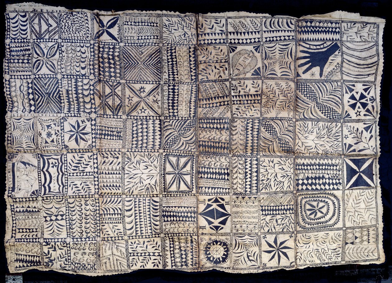 Niue Tapa Cloth, Niue szigetéről, 1885 körül (pigment a kéregszöveten) alkotó: South Pacific
