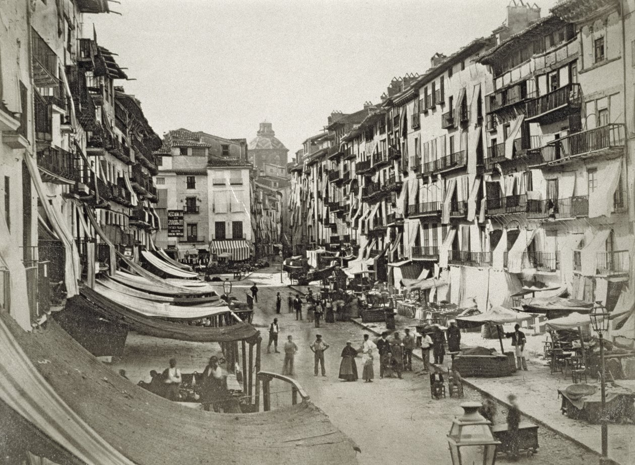 Barcelona utcakép, 1880-as évek (albumnyomat) alkotó: Spanish Photographer