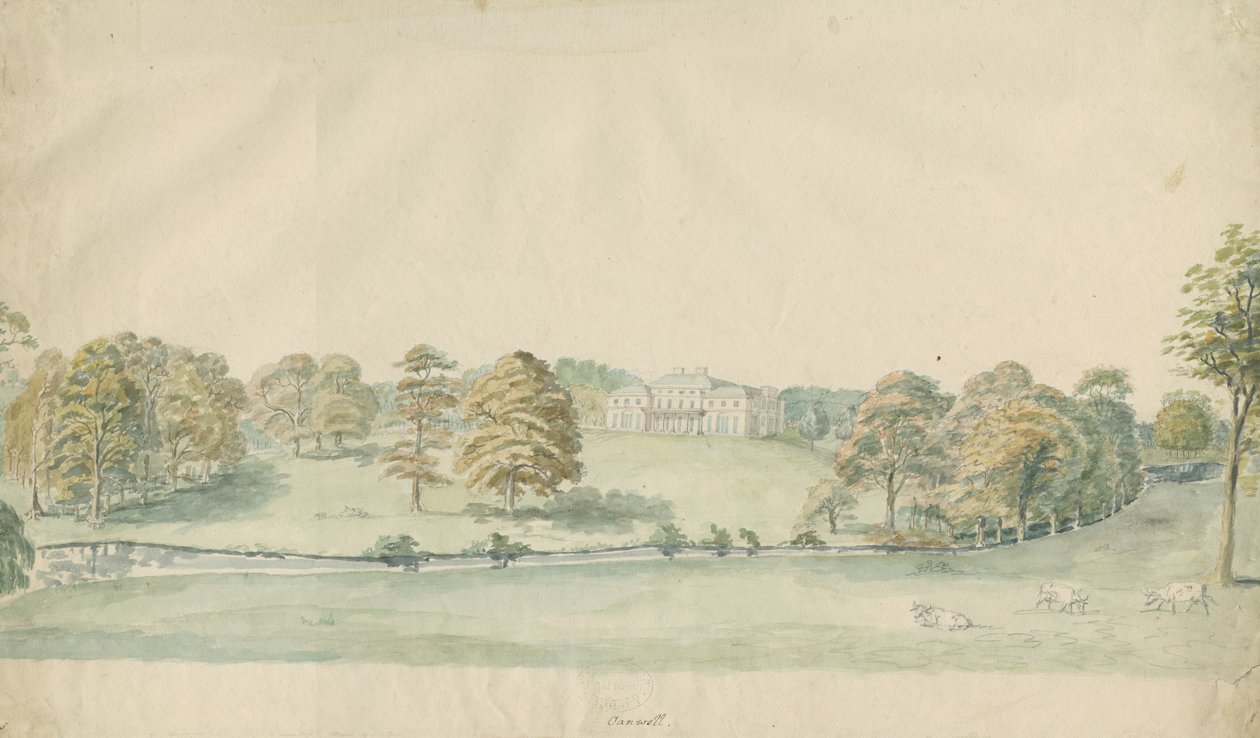 Canwell Hall: színezett ceruzarajz, nd [1762-1802]] alkotó: Stebbing Shaw