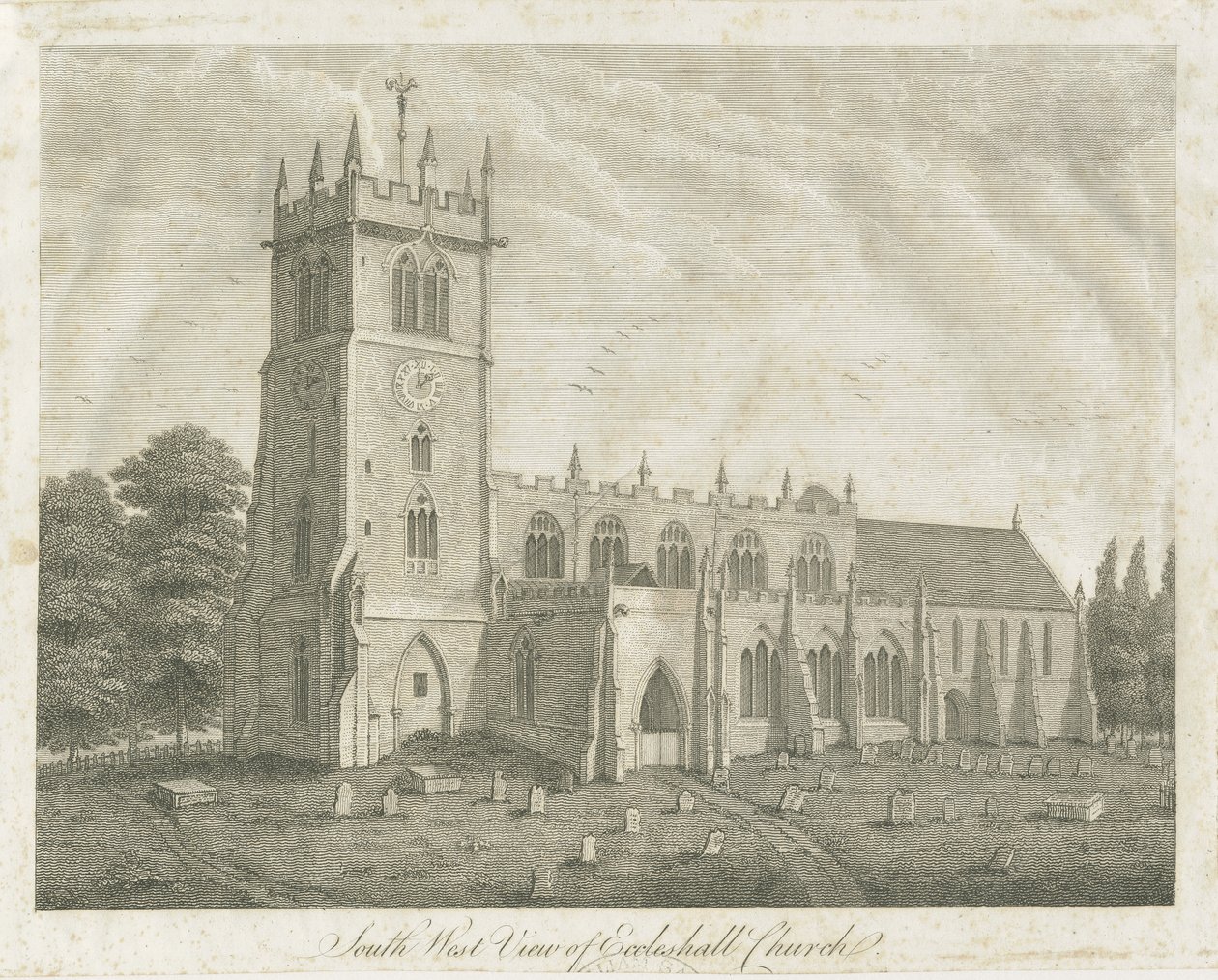Ecclesall templom: metszet, és [18. század] (nyomtatás) alkotó: Stebbing Shaw