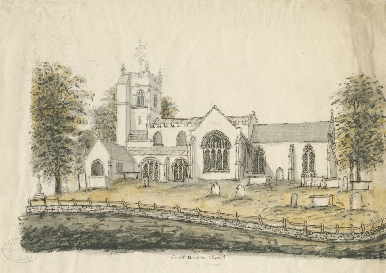 Madeley templom: akvarell rajz, nd [1762-1802] alkotó: Stebbing Shaw