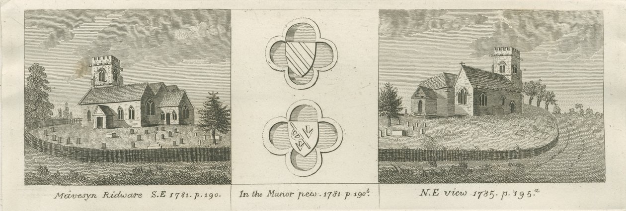 Mavesyn Ridware templom: metszet, 1781 alkotó: Stebbing Shaw