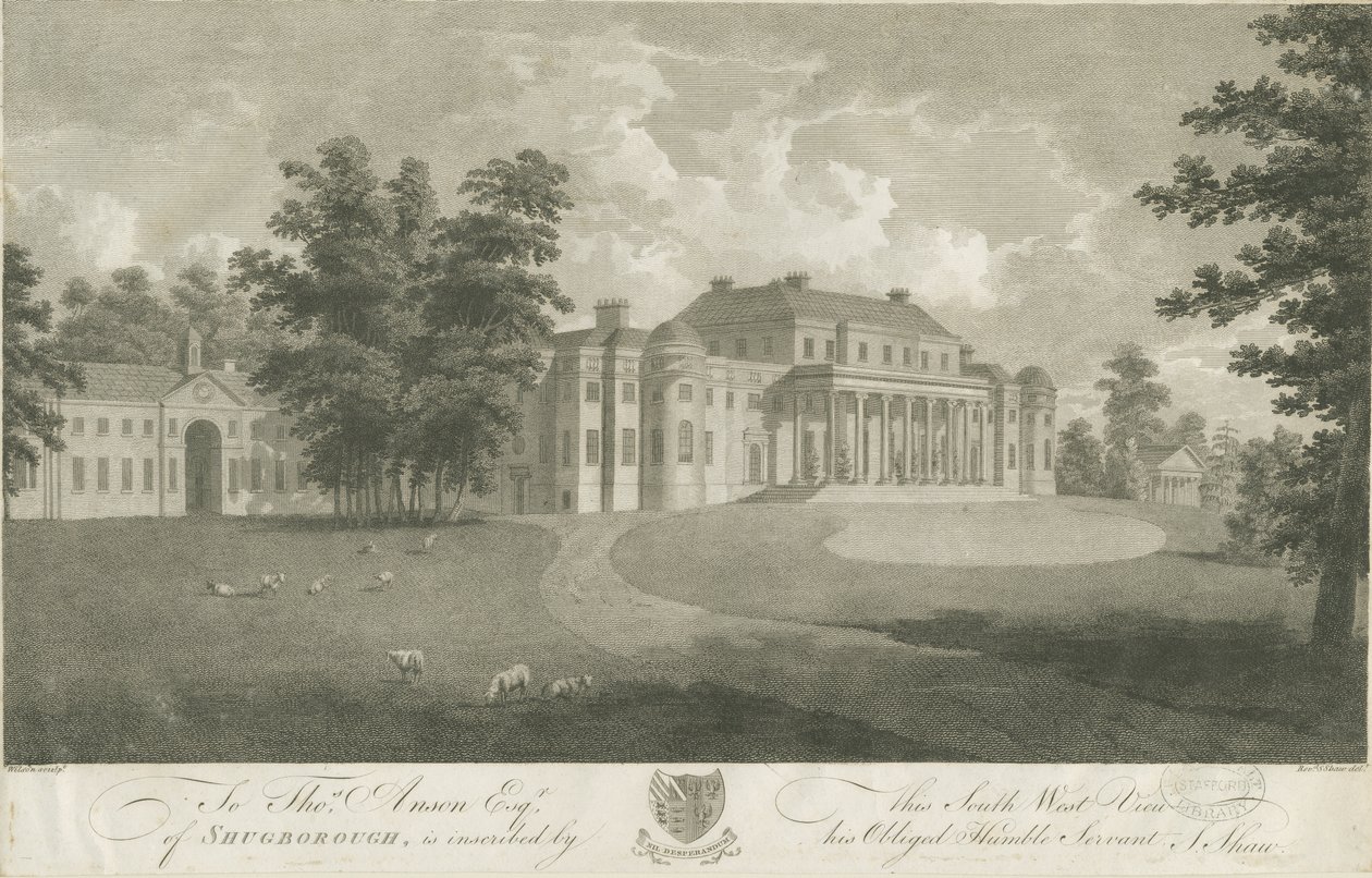 Shugborough Hall: metszet, nd [c 1800] alkotó: Stebbing Shaw