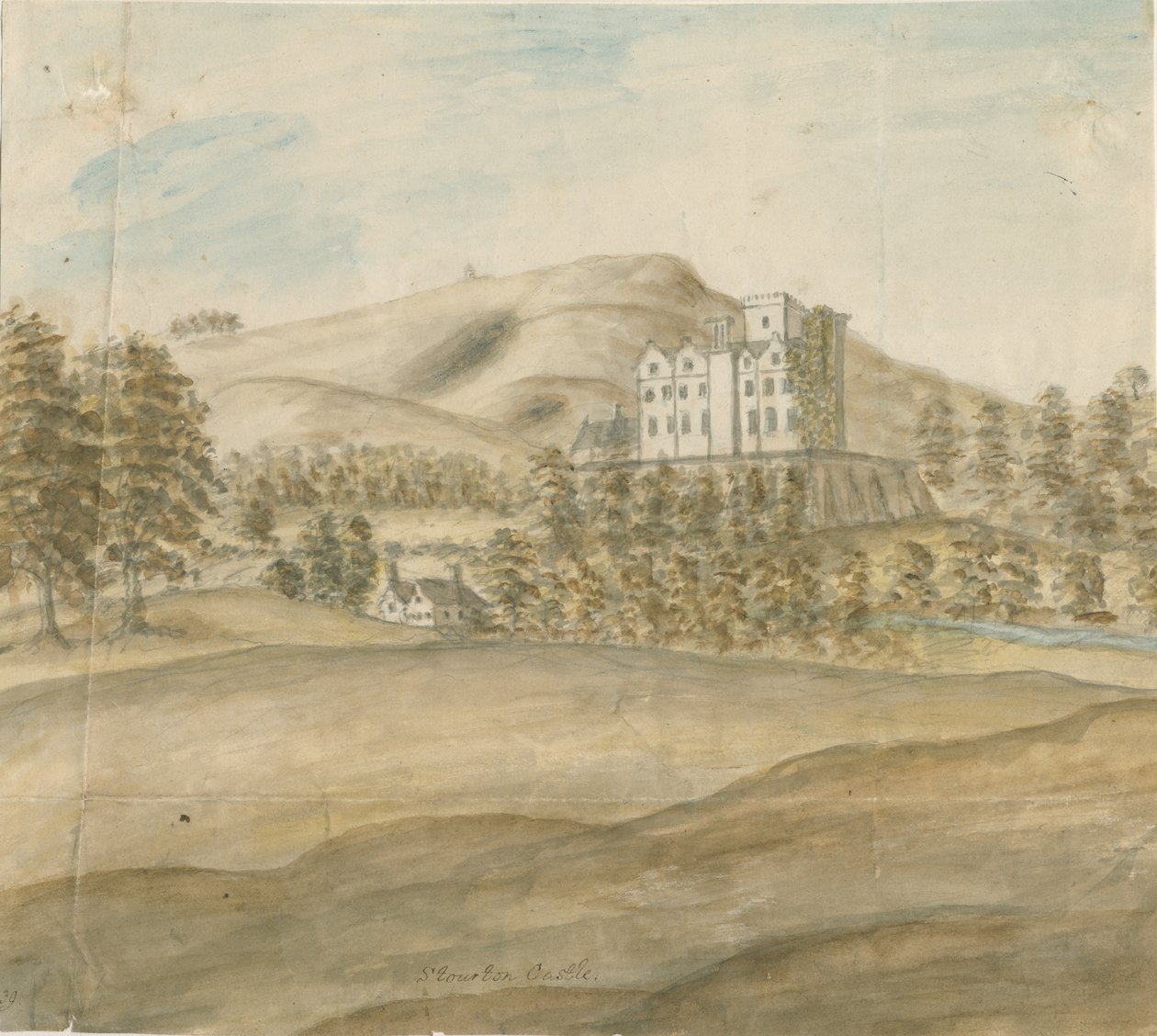 Stourton Castle: akvarell festmény, nd [1762-1798] alkotó: Stebbing Shaw