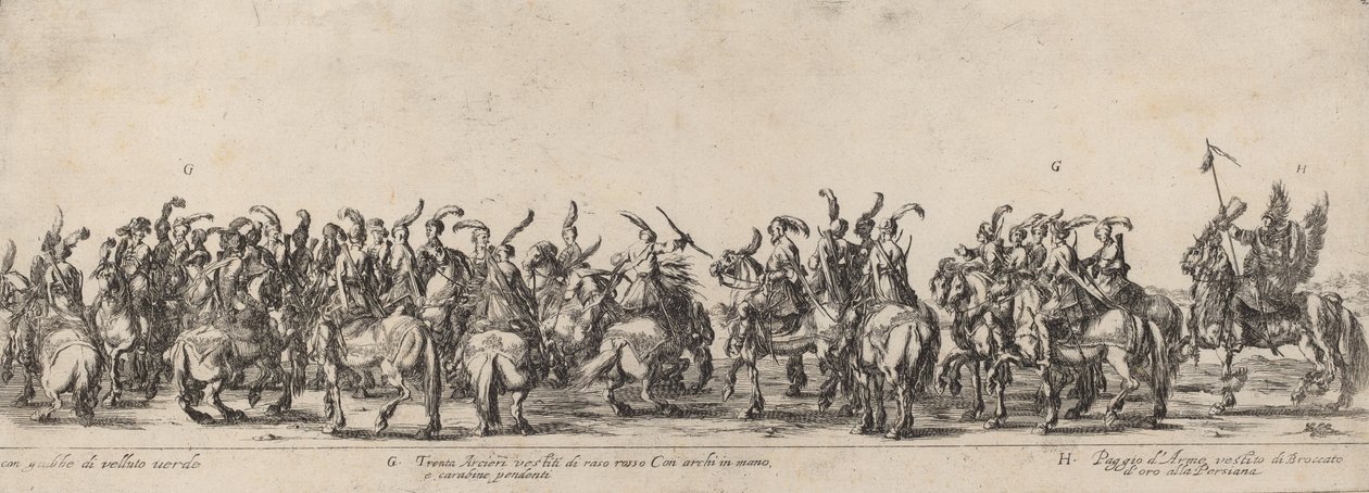 Harminc íjász és oldal, 1633. alkotó: Stefano della Bella