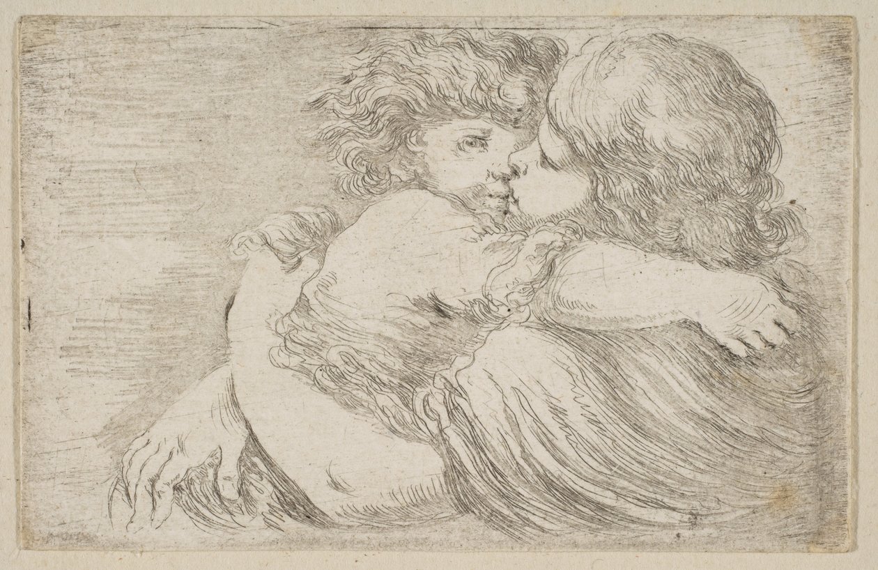 Két gyermek ölelése, kb. 1662. alkotó: Stefano della Bella