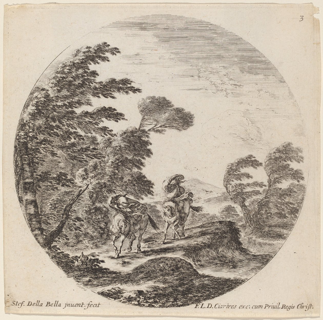 Szélfútta lovasok, 1646. alkotó: Stefano della Bella