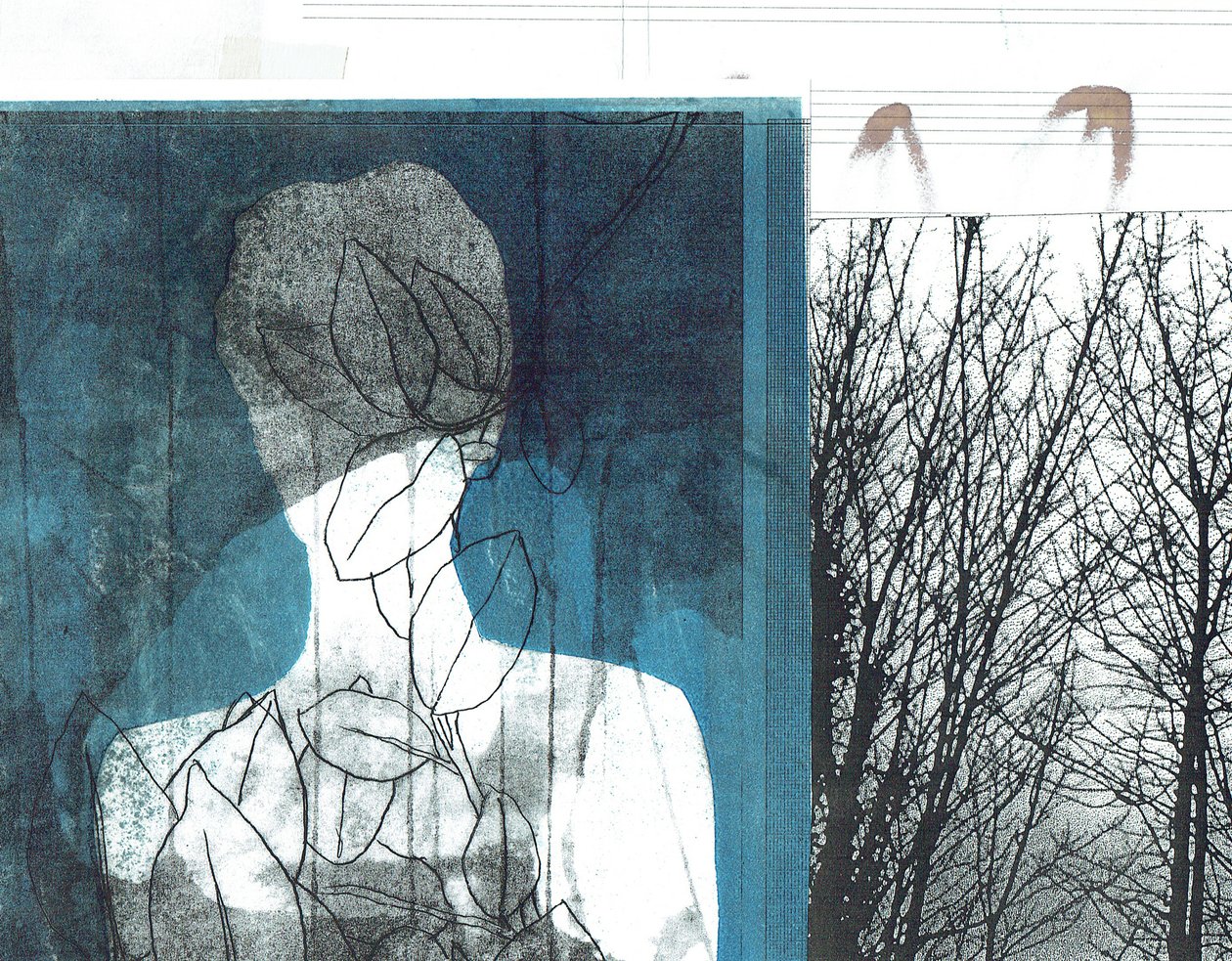 La Foret I, 2016 (monoprint és kollázs) alkotó: Stephen Dow