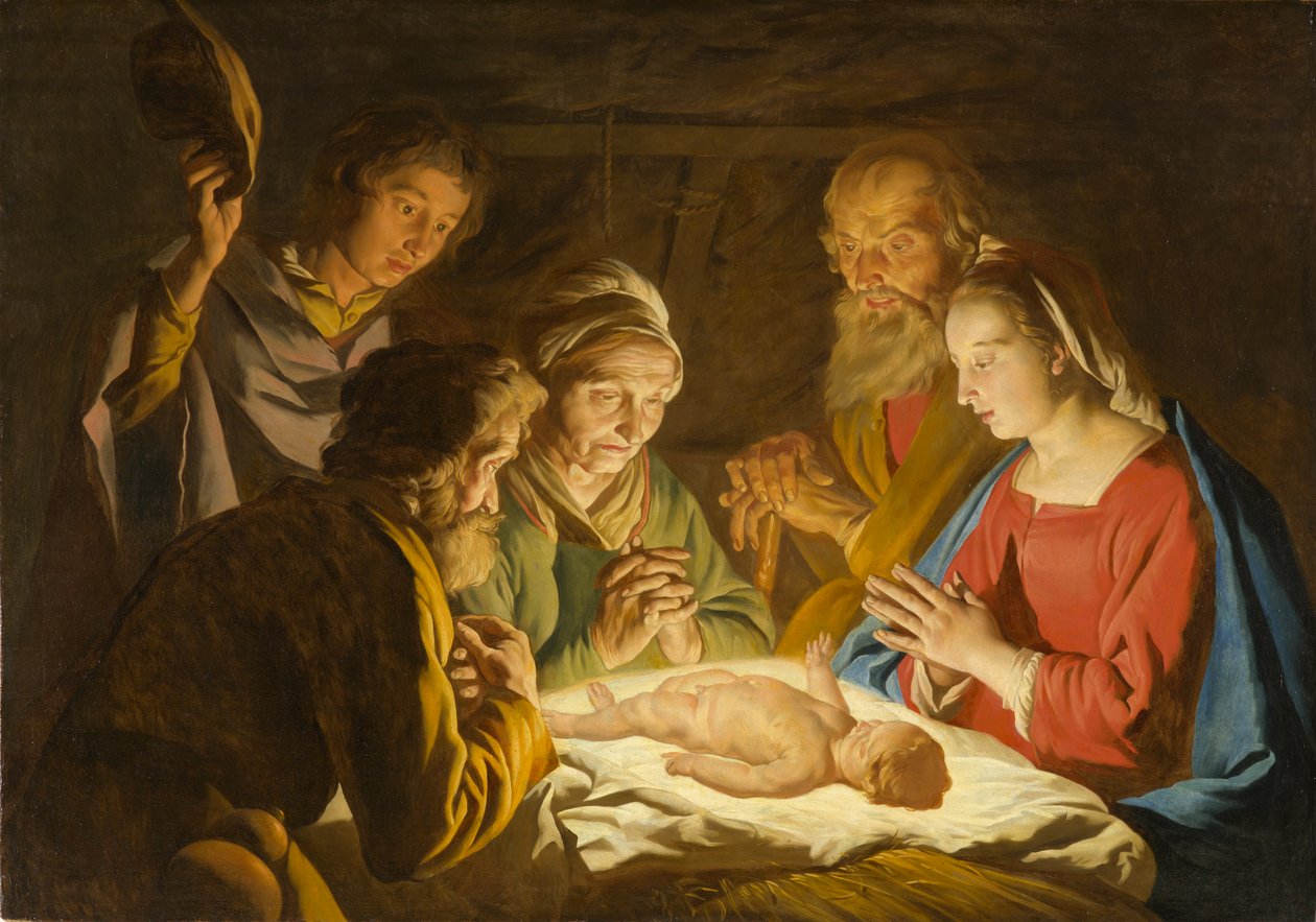 A Pásztorok imádása, 1635-1637 körül alkotó: Matthias Stomer