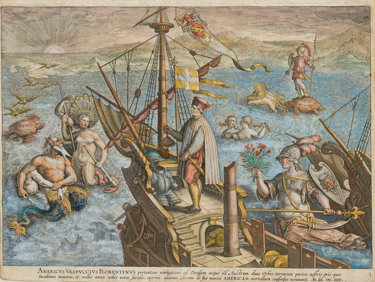 Amerigo Vespucci Amerika helyreállítása, 1591. alkotó: Stradanus