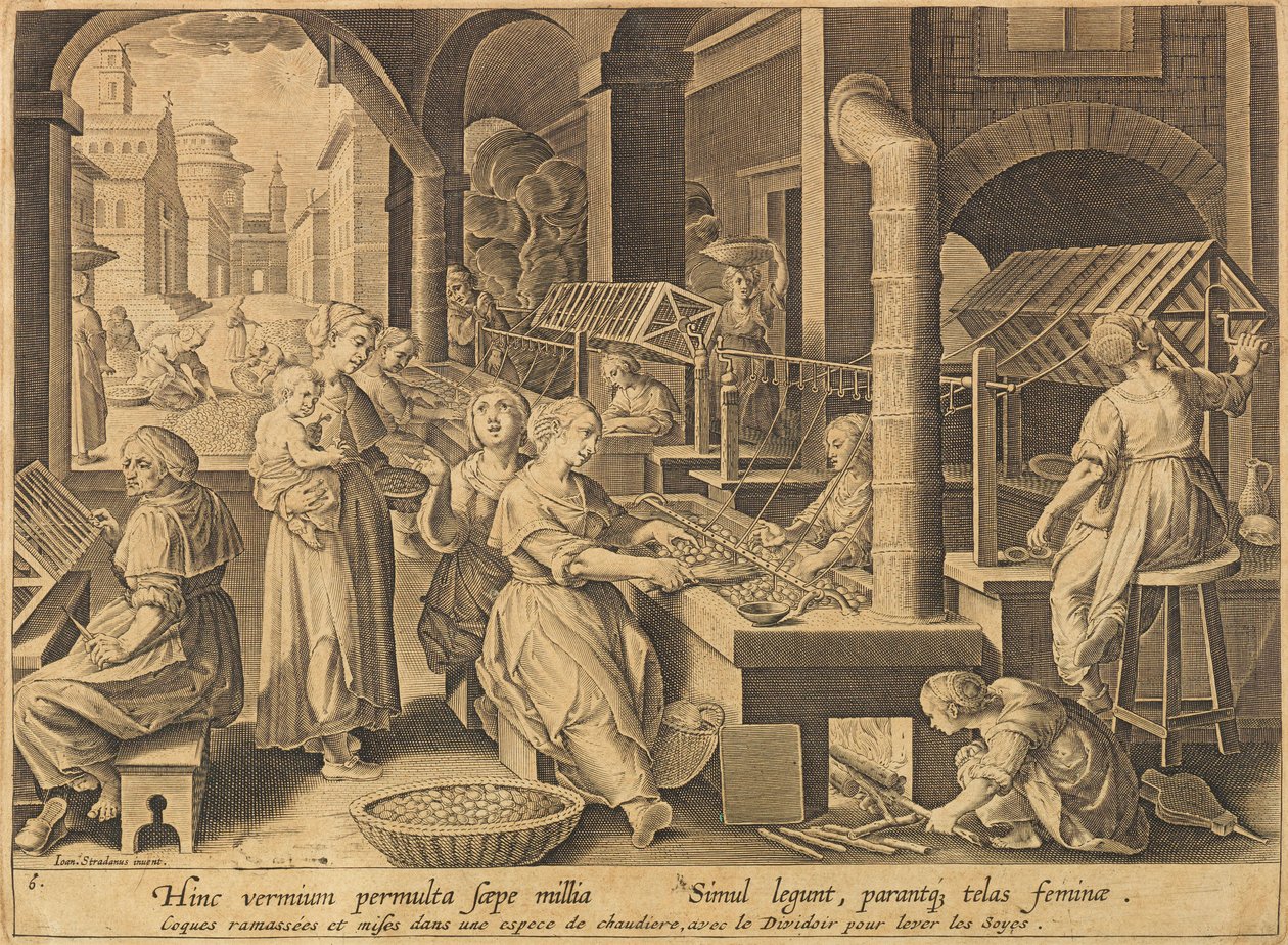 Selyemkivonás Vermis sericus, 1640 után. alkotó: Stradanus